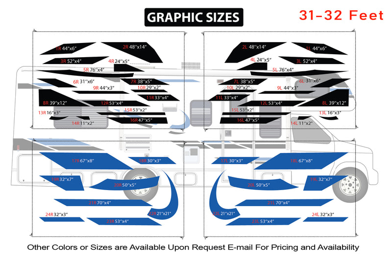 Replacement graphics decals for RVs Motorhome Class C (kit RG15005)