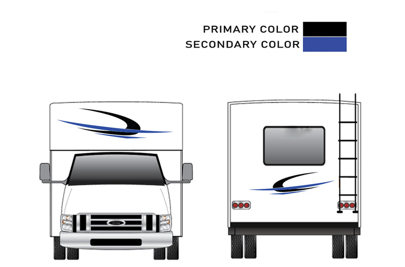 Replacement graphics front and back decals for RVs Motorhome Class C (Kit RG15001)