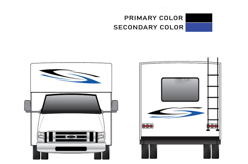 Replacement graphics front and back decals for RVs Motorhome Class C (Kit RG15002)