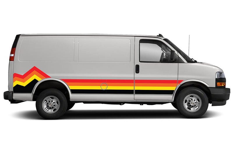 Retro Mountain Stripes Side Graphics Decals for Chevrolet Express