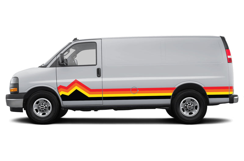 Retro Mountain Stripes Side Graphics Decals for GMC Savana