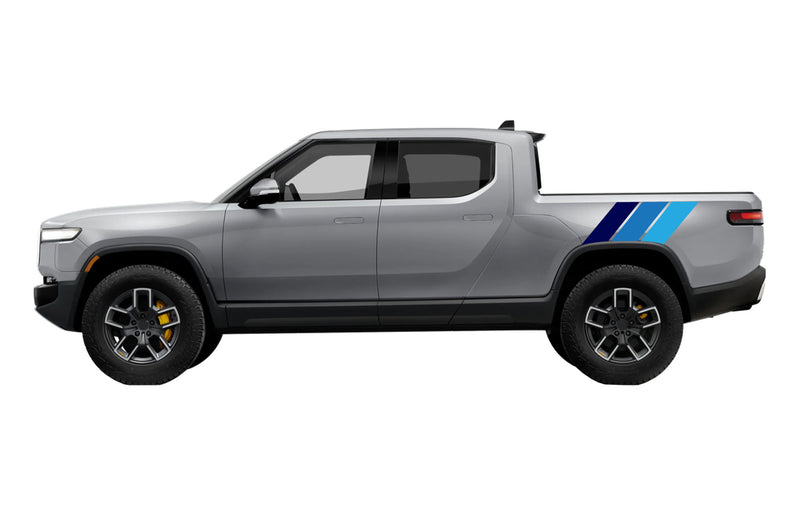 Retro hash stripes bed graphics decals for Rivian R1T