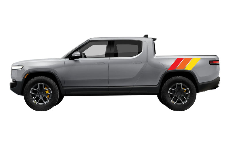 Retro hash stripes bed graphics decals for Rivian R1T