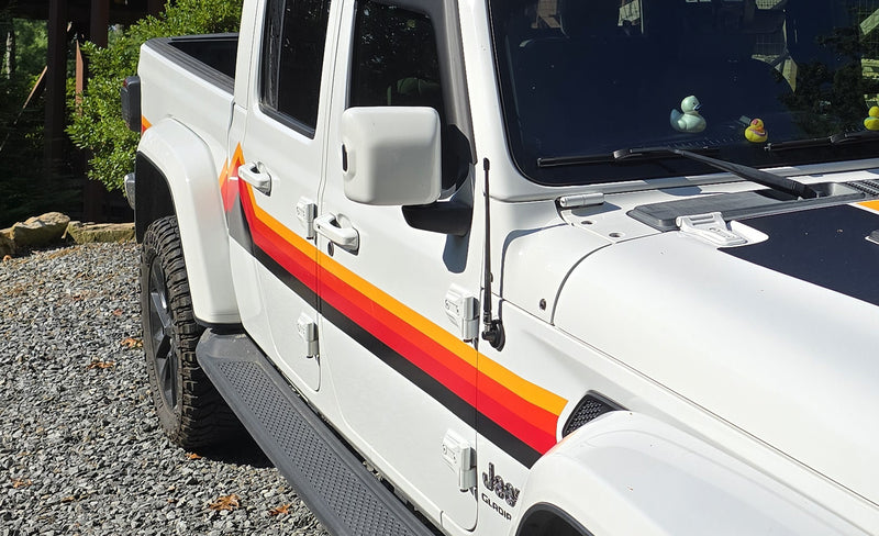 Retro mountain stripes graphics decals compatible with Jeep Gladiator JT