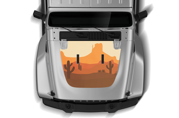 Retro desert print hood graphics decals compatible with Wrangler JL