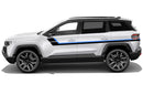 Retro style double center stripes graphics decals for Jeep Compass