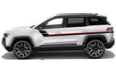 Retro style double center stripes graphics decals for Jeep Compass