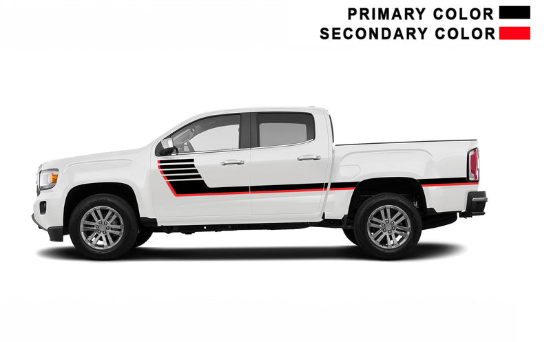 Retro-style double hash stripes graphics decals compatible with GMC Canyon 2015-2022