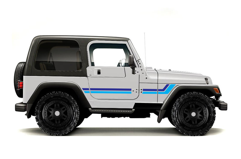 Retro style double side stripes graphics decals for Jeep Wrangler TJ