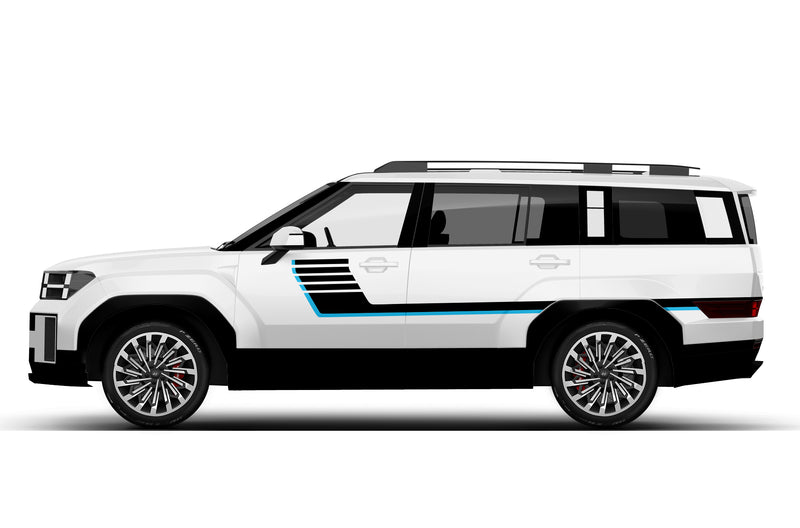 Retro-style double center stripes graphics decals for Hyundai Santa Fe