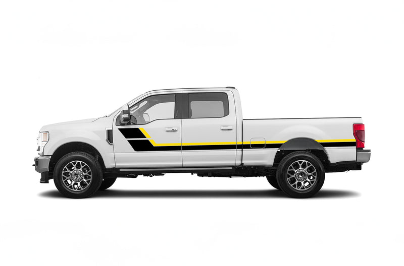 Retro style double hash stripes decals for Ford F250 2017-2022