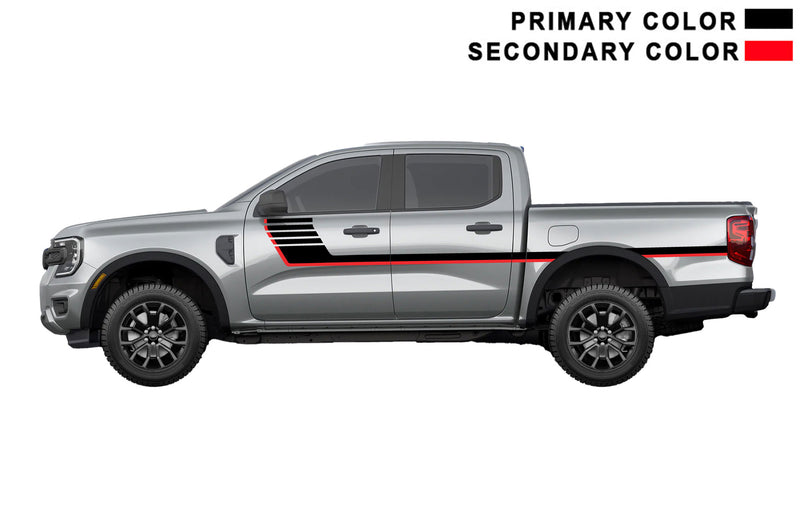 Retro-style double hash stripes decals and graphics compatible with Ford Ranger