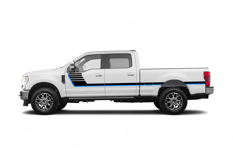 Retro-style double hash stripes decals for Ford F250 2017-2022