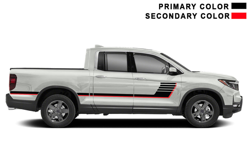 Retro-style double hash stripes graphics decals, compatible with Honda Ridgeline