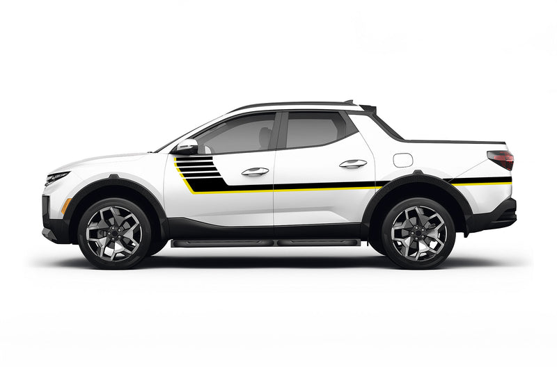 Retro-style double hash stripes graphics decals for Hyundai Santa Cruz