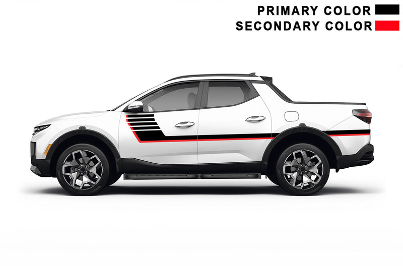 Retro-style double hash stripes graphics decals, compatible with Hyundai Santa Cruz