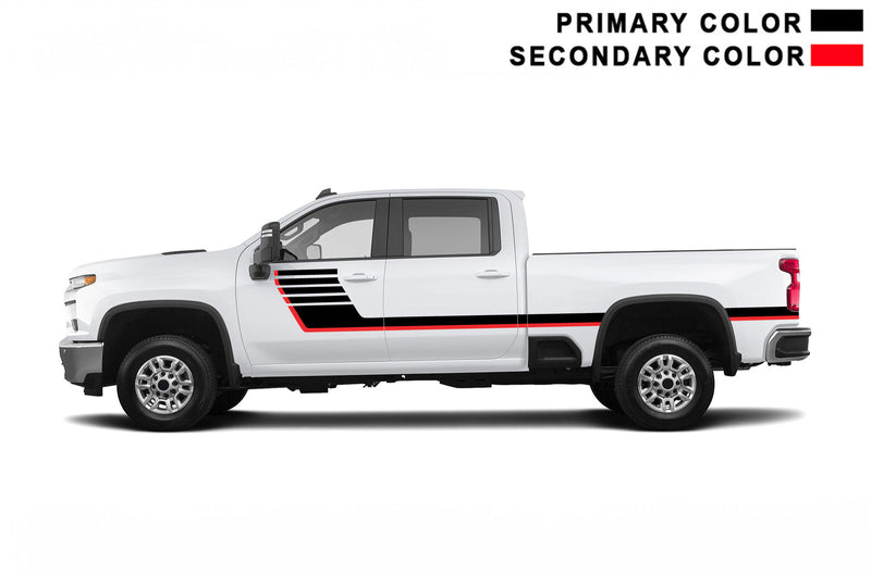 Retro-style stripes graphics decals for Chevrolet Silverado 2500HD