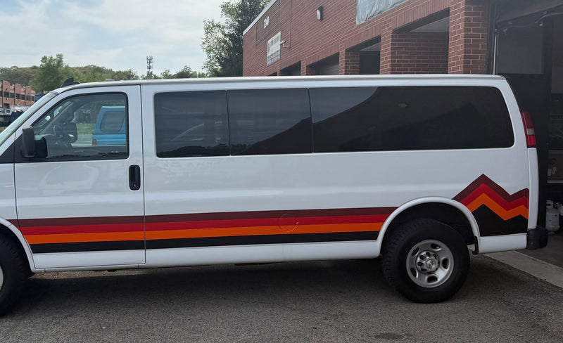Retro Mountain Stripes Side Graphics Decals for Chevrolet Express