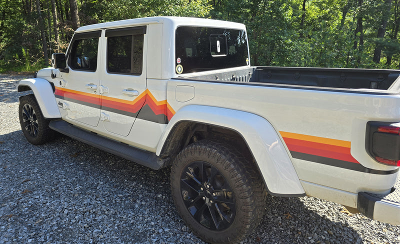 Retro mountain stripes graphics decals compatible with Jeep Gladiator JT