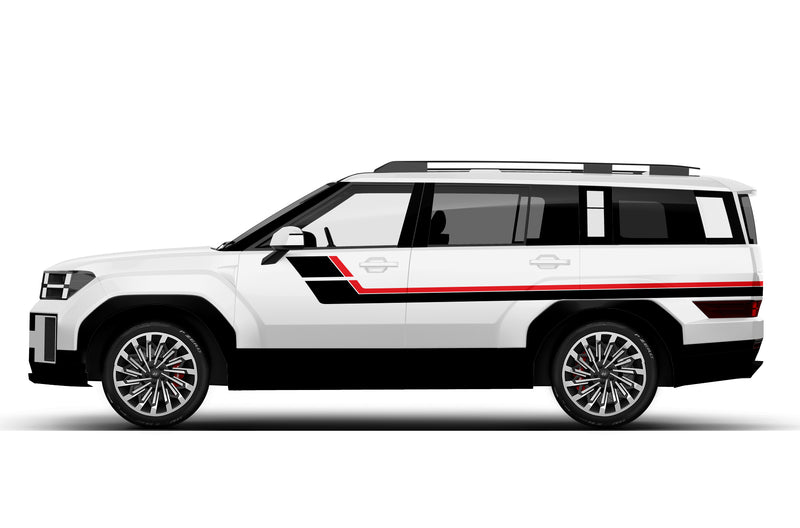 Retro style double hash stripes graphics decals for Hyundai Santa Fe