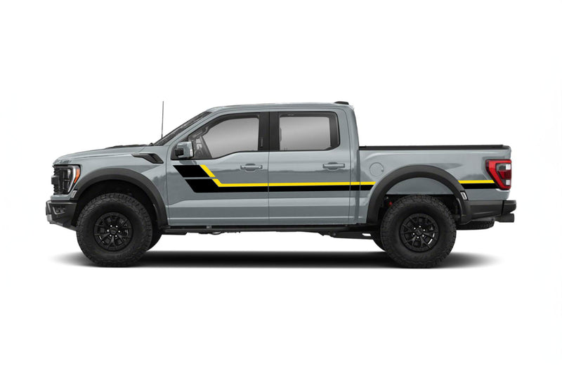 Retro style double center hash stripes decals graphics compatible with Ford F150 Raptor