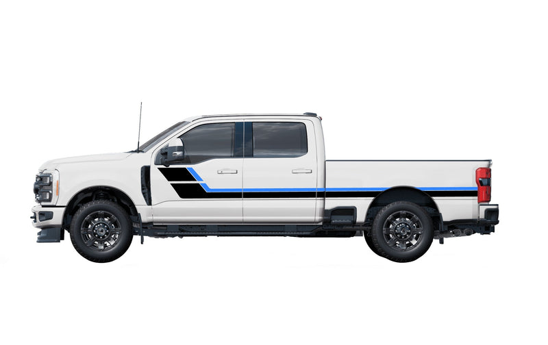 Retro style double center hash stripes graphics decals for Ford F-250