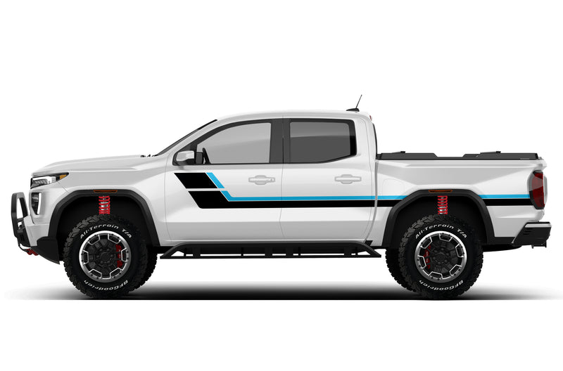 Retro style double hash stripes side graphics decals for GMC Canyon