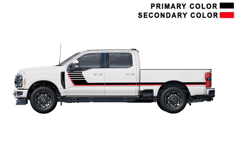 Retro-style double hash stripes graphics decals, compatible with Ford F250