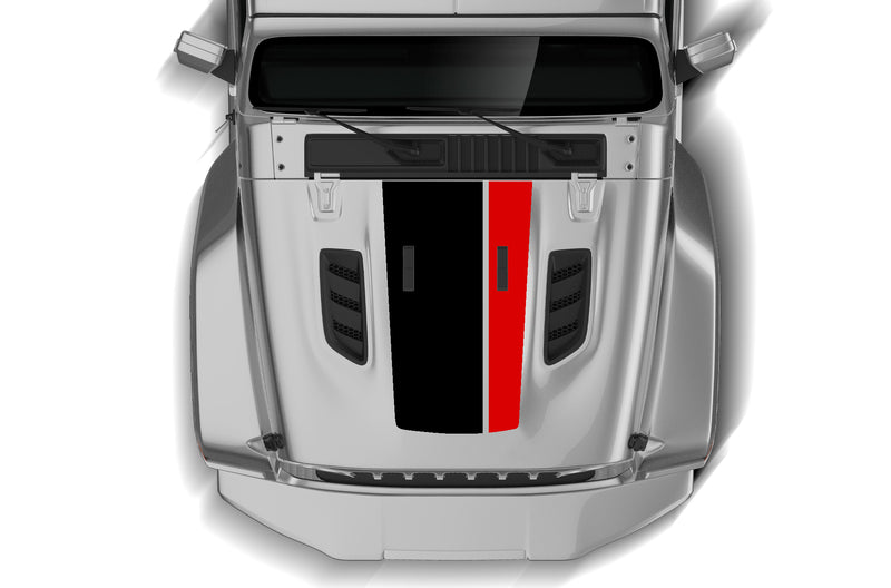 Retro style double stripes hood graphics decals compatible with Gladiator JT