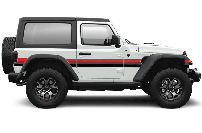 Retro themes side center graphics decals compatible with Jeep Wrangler JL 2 doors