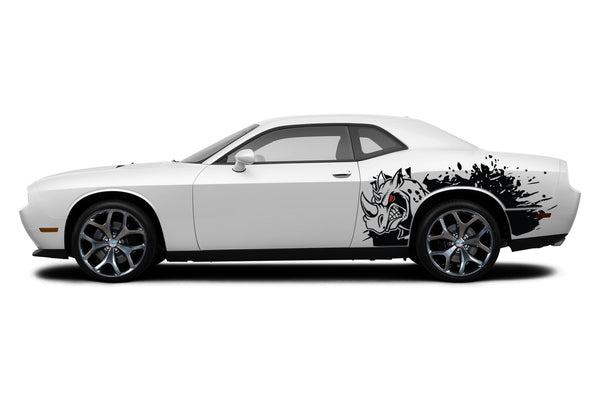 Rhino hit side graphics decals for Dodge Challenger