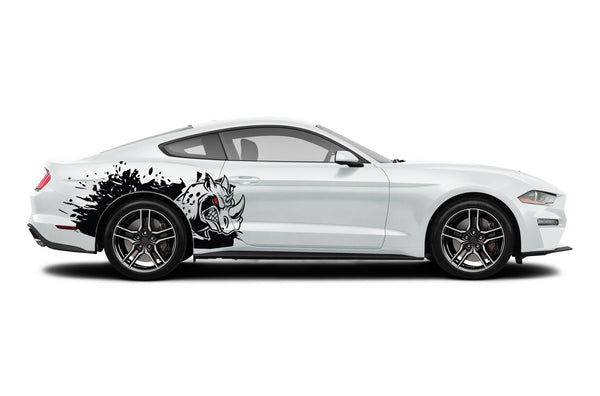 Rhino hit side graphics decals for Ford Mustang