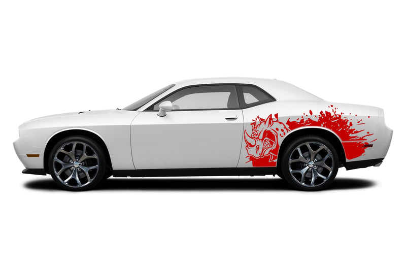 Rhino hit side graphics decals for Dodge Challenger