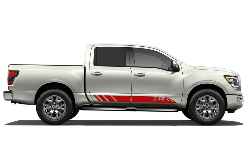 Rocker panel mountains stripes side graphics decals for Nissan Titan