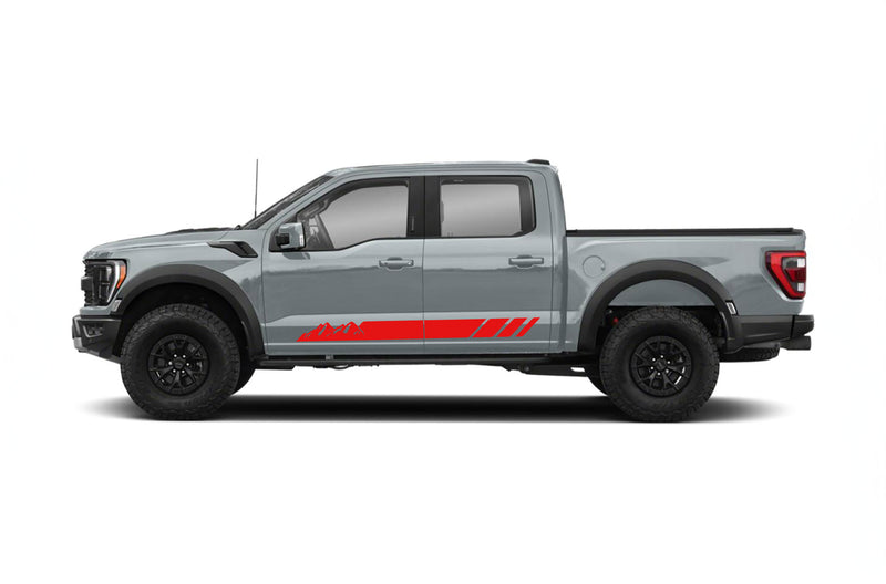 Rocker panel mountains stripes graphics decals for Ford F150 Raptor