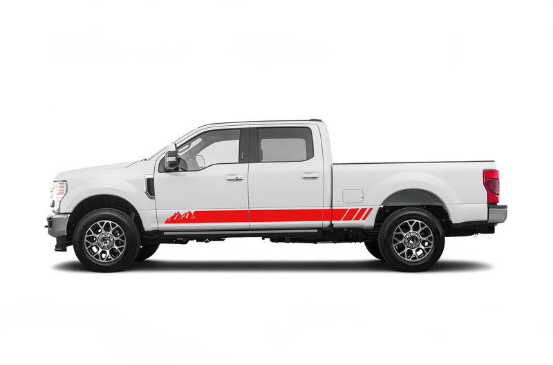 Rocker panel mountains stripes graphics decals for Ford F250 2017-2022