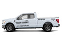 Custom business truck signs and vinyl lettering decals for extended cab pickup trucks