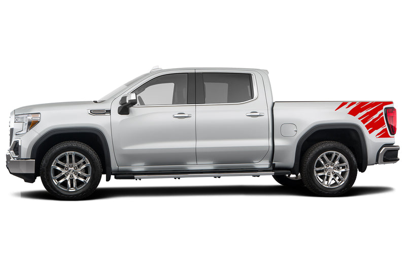 Shredded side bed decals graphics compatible with GMC Sierra