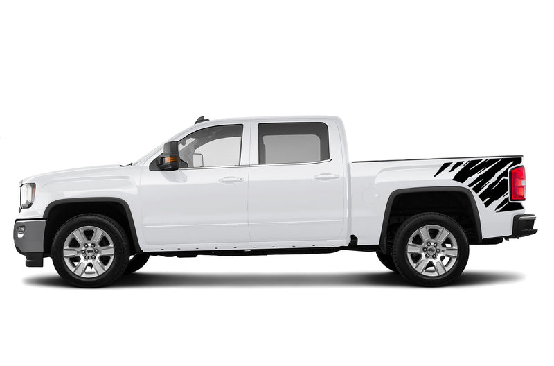 Shredded side bed graphics decals for GMC Sierra 2014-2018