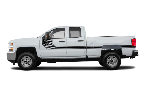 Side line USA flag decals for Chevrolet Silverado 2500HD 2015-2019