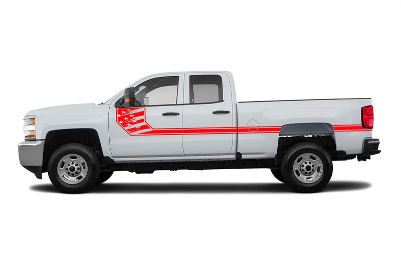 Side line USA flag decals for Chevrolet Silverado 2500HD 2015-2019