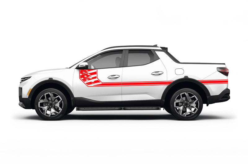 Side line US flag graphics decals for Hyundai Santa Cruz