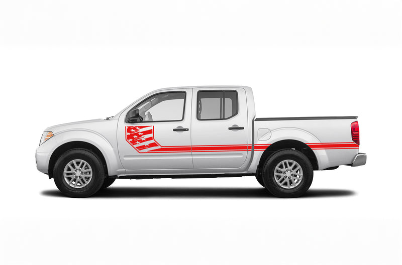 Side US flag stripes graphics decals for Nissan Frontier 2005-2021