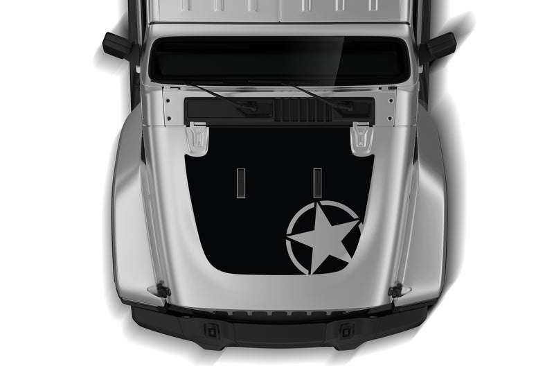 Side star style hood graphics decals compatible with Wrangler JL