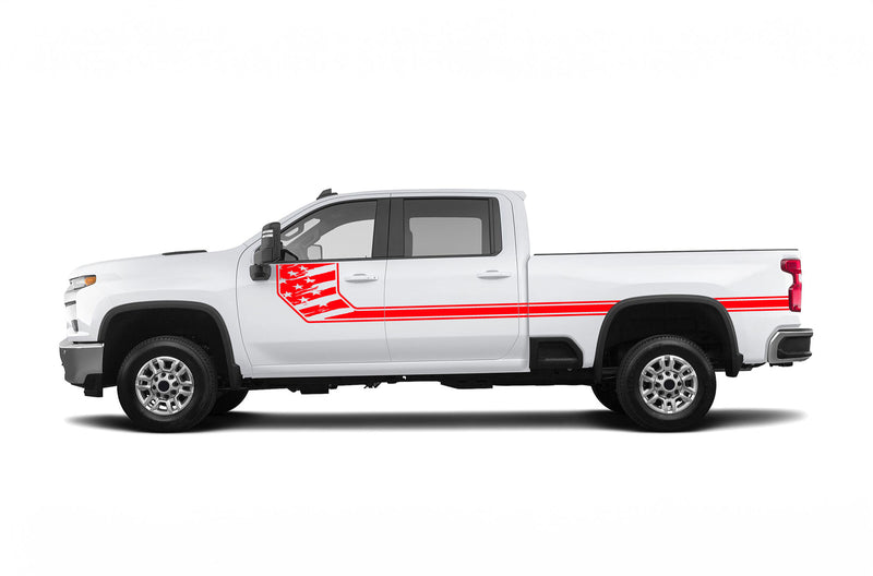 Side line USA flag graphics decals for Chevrolet Silverado 2500HD