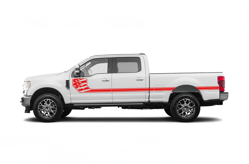 Side line US flag stripes graphics decals for Ford F250 2017-2022