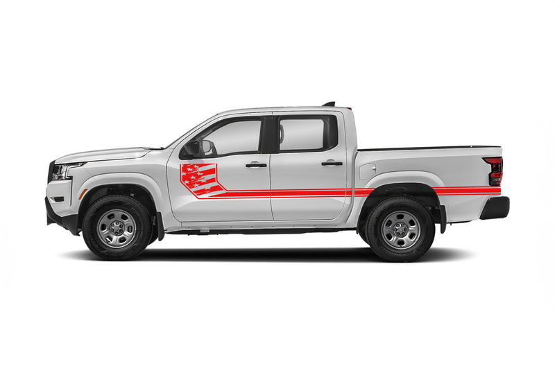 Side line US flag stripes side graphics decals for Nissan Frontier