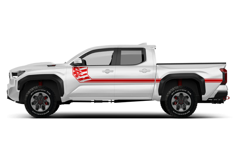 Side line US flag stripes graphics decals for Toyota Tacoma