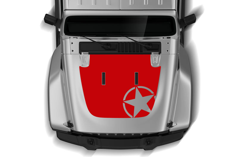 Side star style hood graphics decals compatible with Wrangler JL