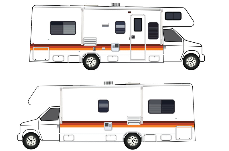 Stripes retro graphics decals for RVs Motorhome Class C (kit RG15009)